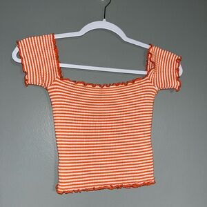 Windsor Orange and White Striped Crop Top